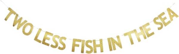 A gold banner that says " lets fish in "