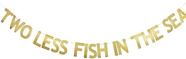 A gold banner that says " lets fish in "