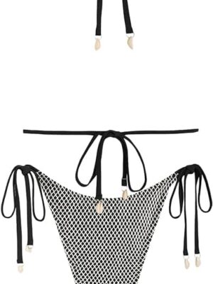 61hzYVVkXL._AC_SY741_.jpg A black and white bikini top with pearls