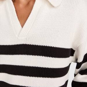 A close up of the collar on a sweater