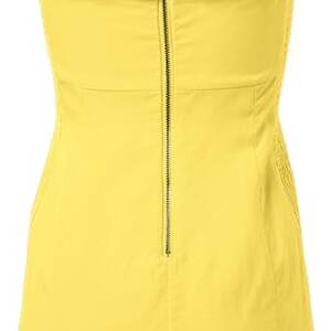 A yellow dress with a zipper on the front.
