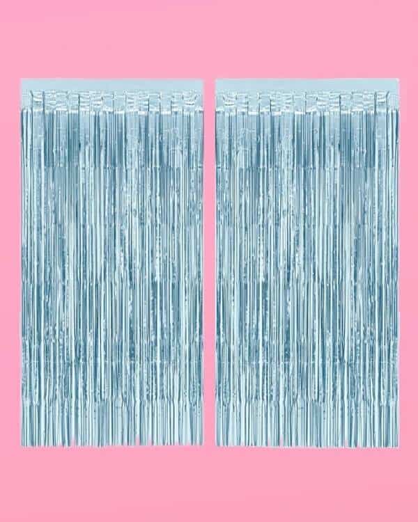 A Pair Of Curtains On Pink Background