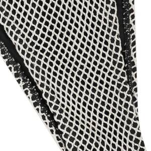 A close up of the black and white mesh fabric