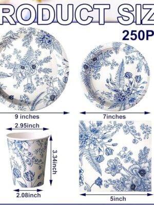 A blue and white floral pattern is shown.