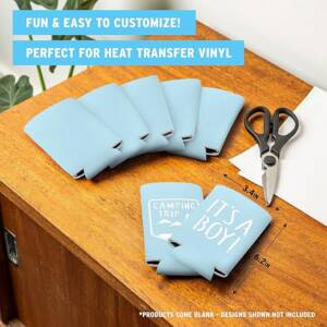 A set of six blue heat transfer vinyl sheets.