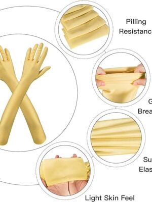 Bridal Satin Gloves Costumes Elbow Length A diagram of different types of gloves.