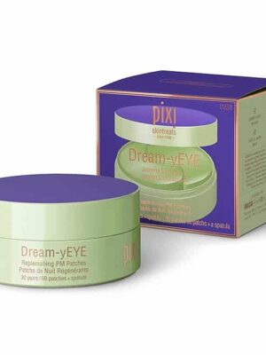 A box of a body cream with purple lid.