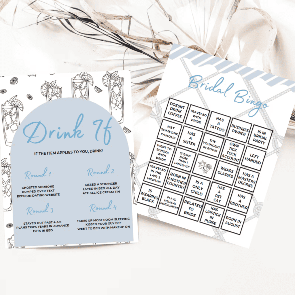 A card game with instructions for the bride and groom.