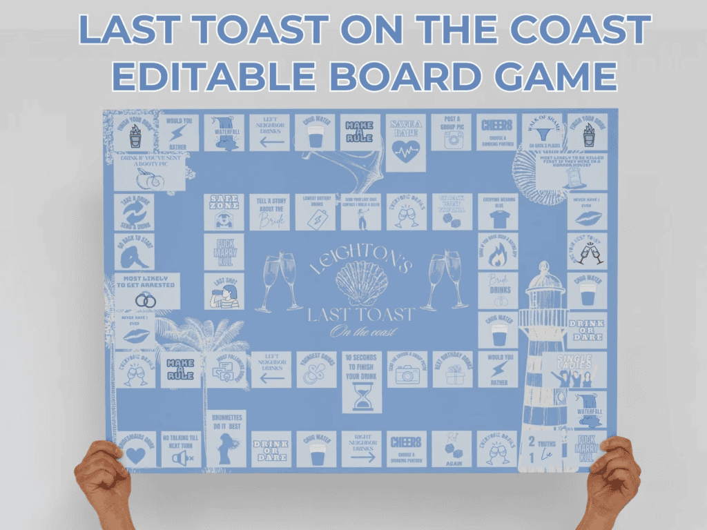A hand is holding out the last toast board game.