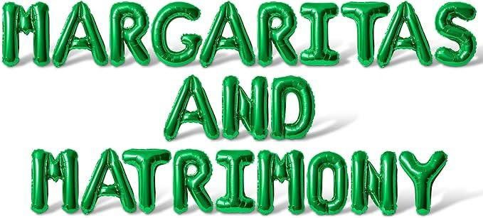 A green balloon font that says margarita and patrnio.