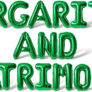 A green balloon font that says margarita and citrimoto.