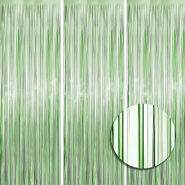 A green striped background with a white circle in the middle.
