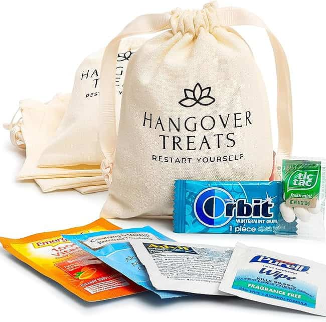 A bag of hangover treats and other items.