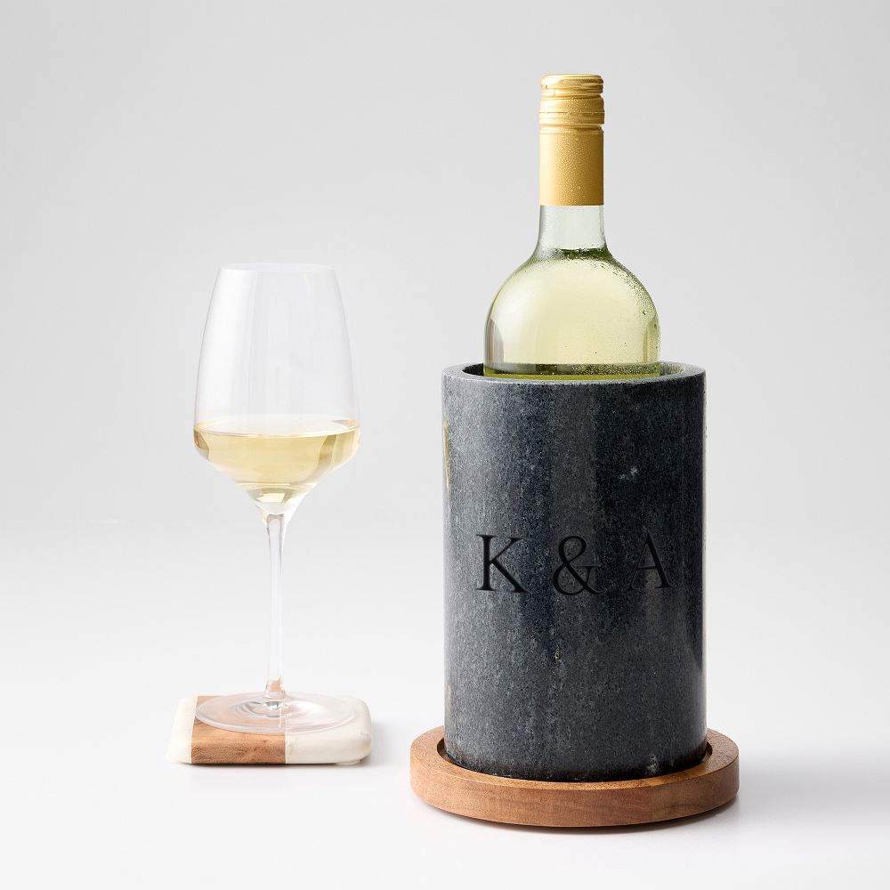 marble and gold wine chiller