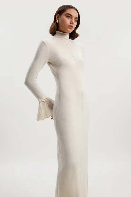 The Chicest White Dresses To Wear To Your Winter Bridal Shower 3 Wool &Amp; Alpaca Knit Midi Dress